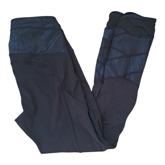 Lululemon Women's Fresh Mesh Run Side Pockets Blue Black Yoga Sports Gym Sz 2 - Picture 3 of 7